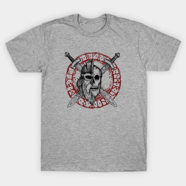 Undead viking warrior with runes tee T-Shirt by BlackForge